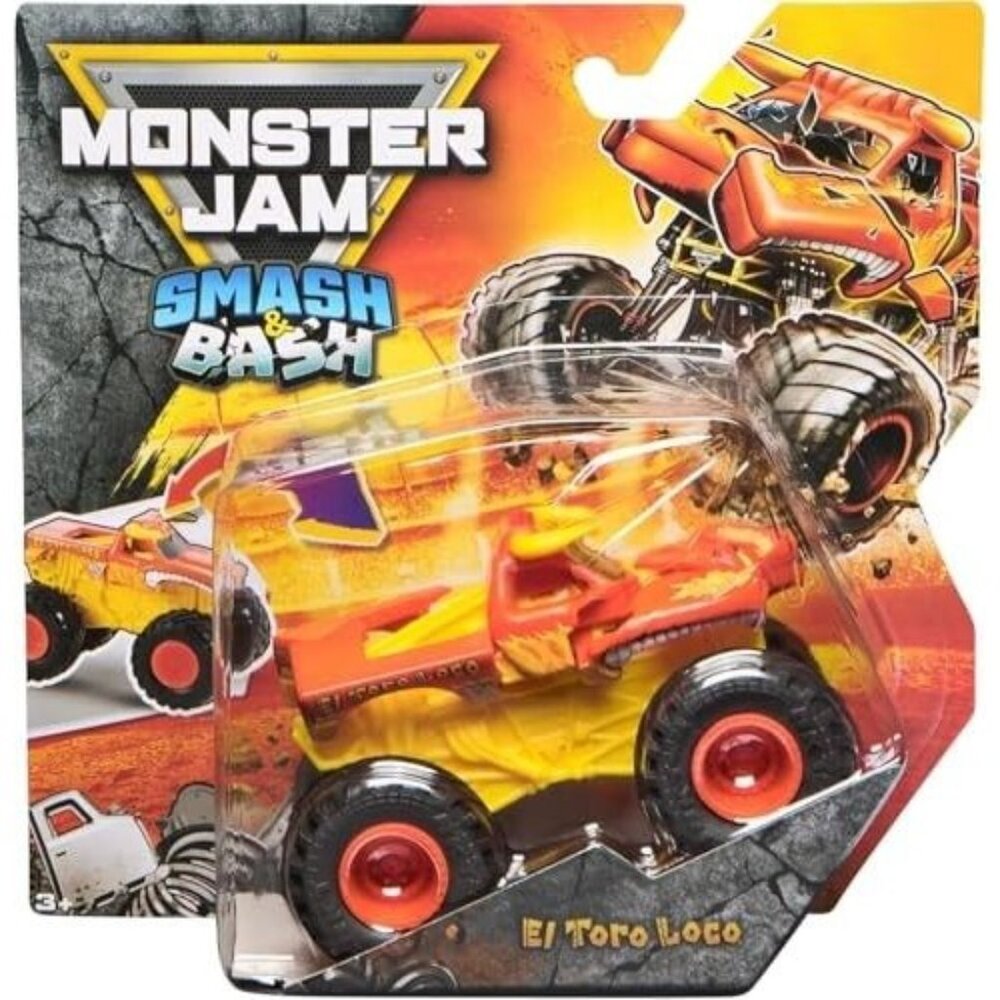 Monster Jam El Toro Loco Smash & Bash Die-Cast Monster Truck – Real Action Crash